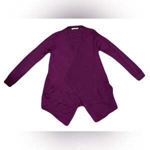 Ricki’s women’s small lightweight jersey wrap waterfall cardigan, purple